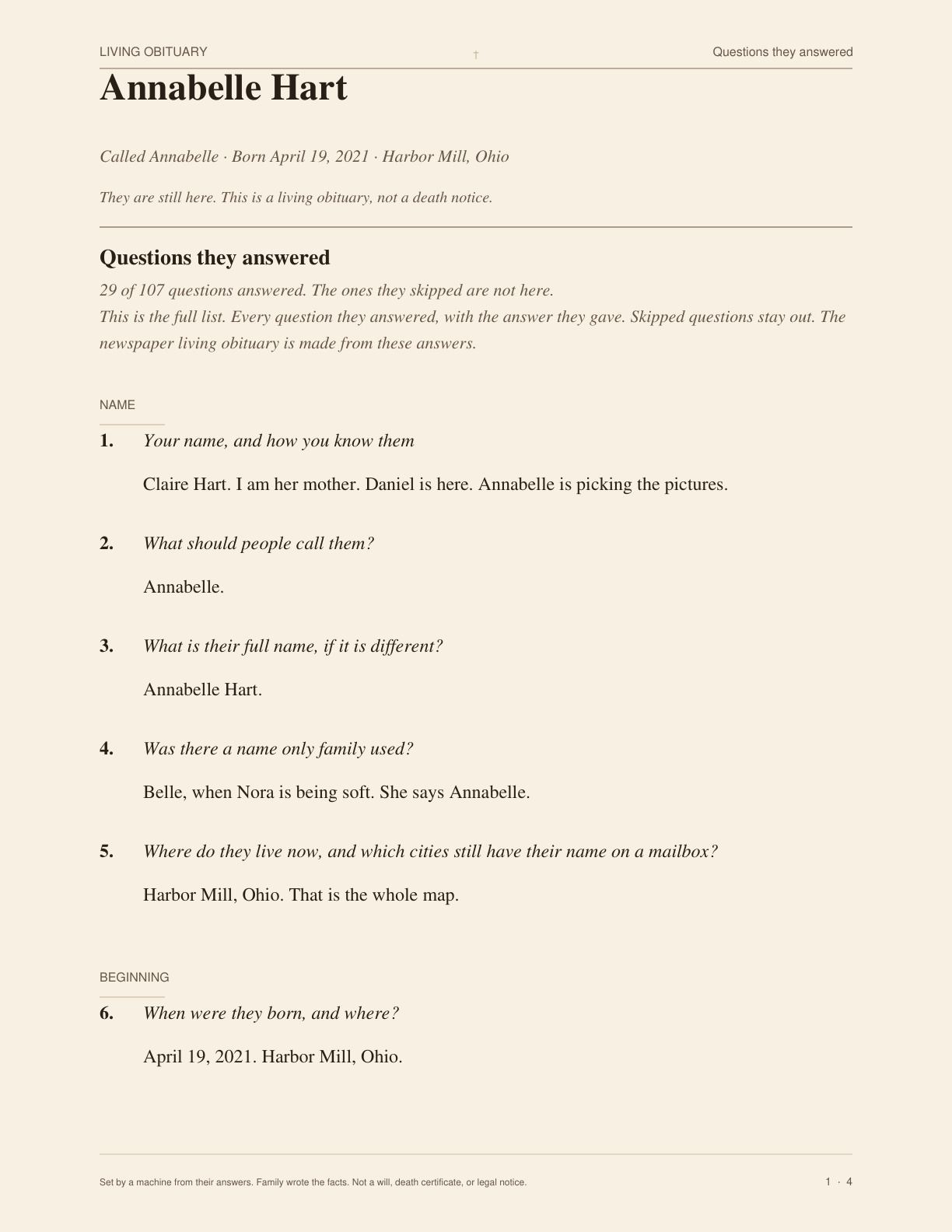 Annabelle Hart’s questions and answers